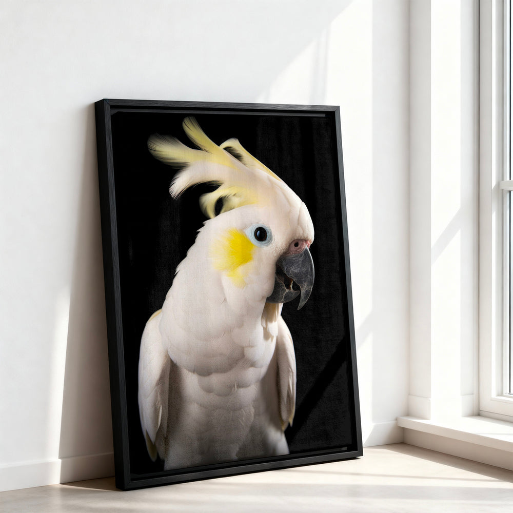 Le tableau accroché en situation dans un intérieur meublé.
