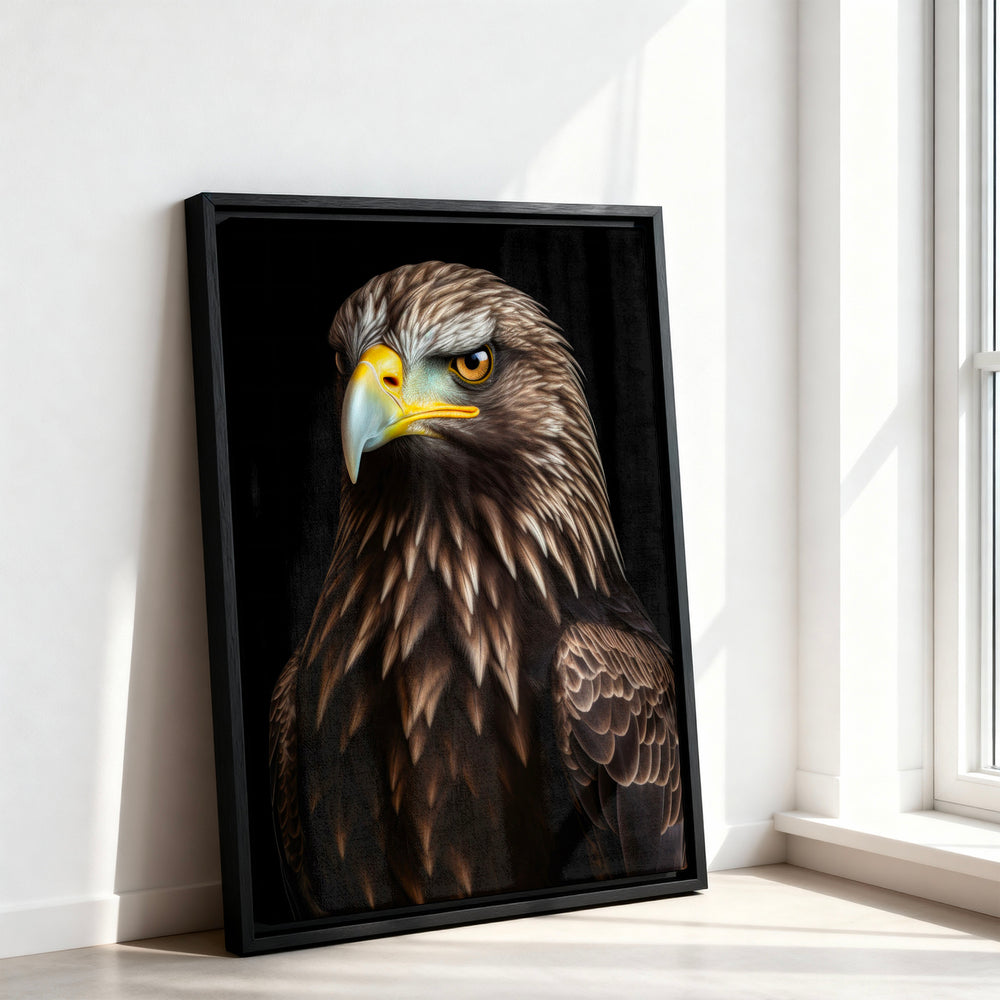 Le tableau accroché en situation dans un intérieur meublé.