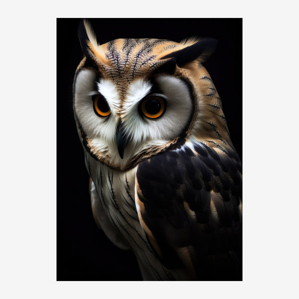 Chouette aux yeux d'or, portrait noir et blanc — Toile sur châssis