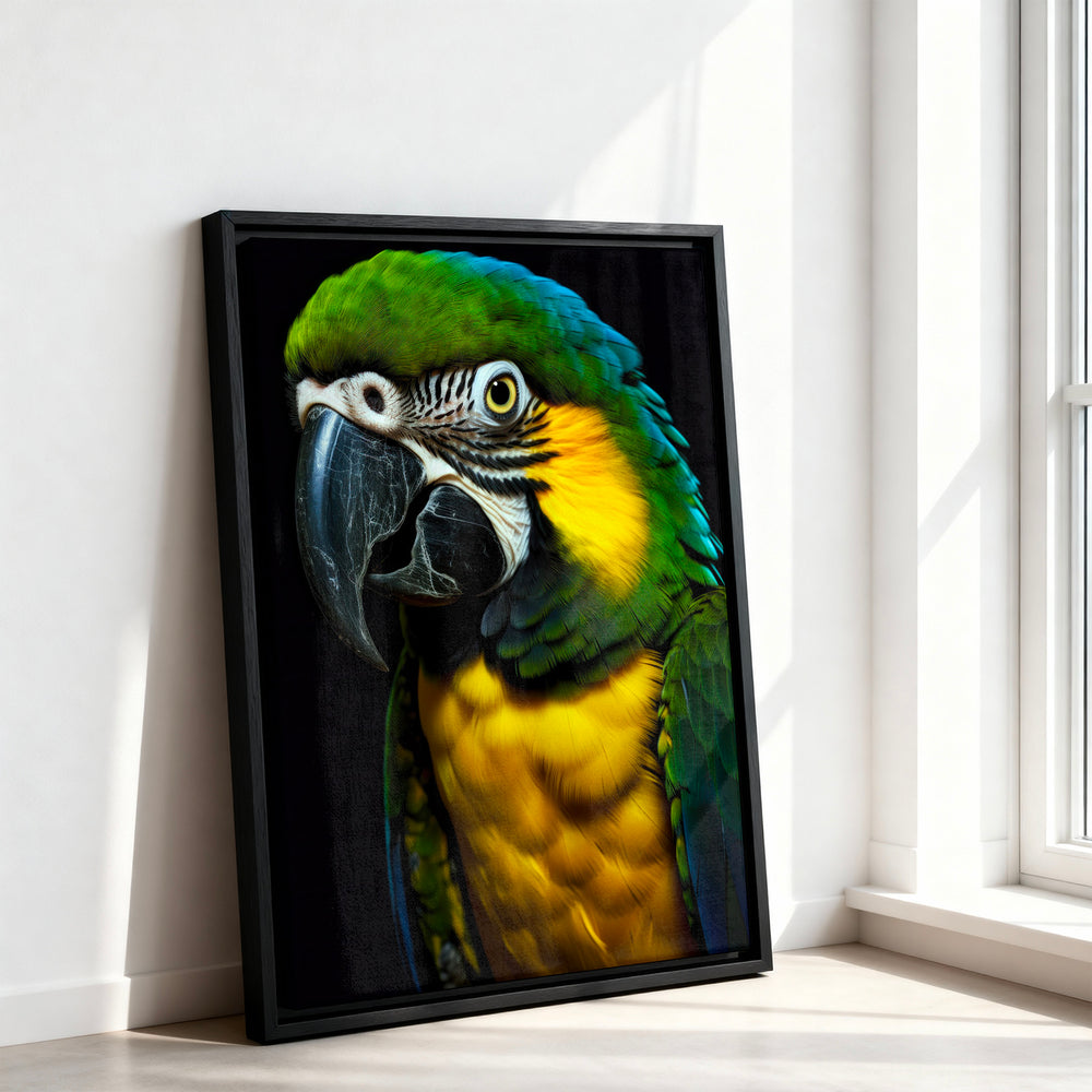 Le tableau accroché en situation dans un intérieur meublé.
