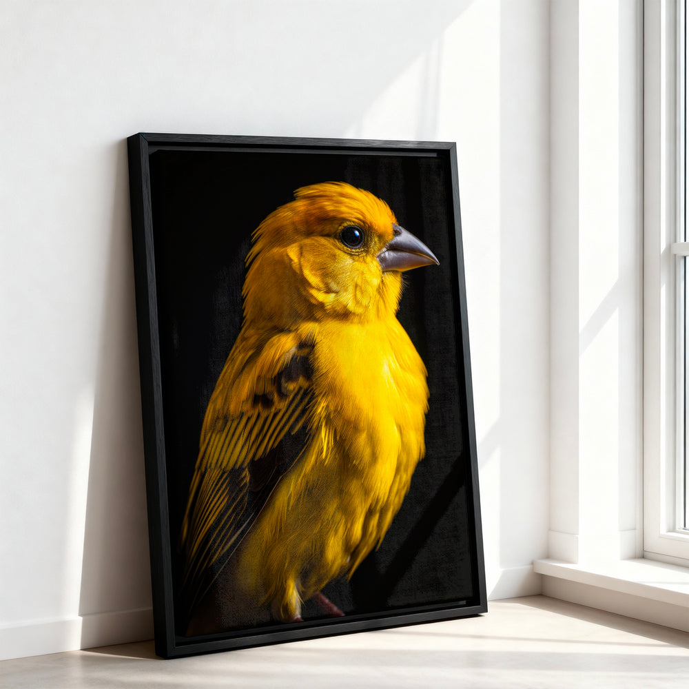 Le tableau accroché en situation dans un intérieur meublé.