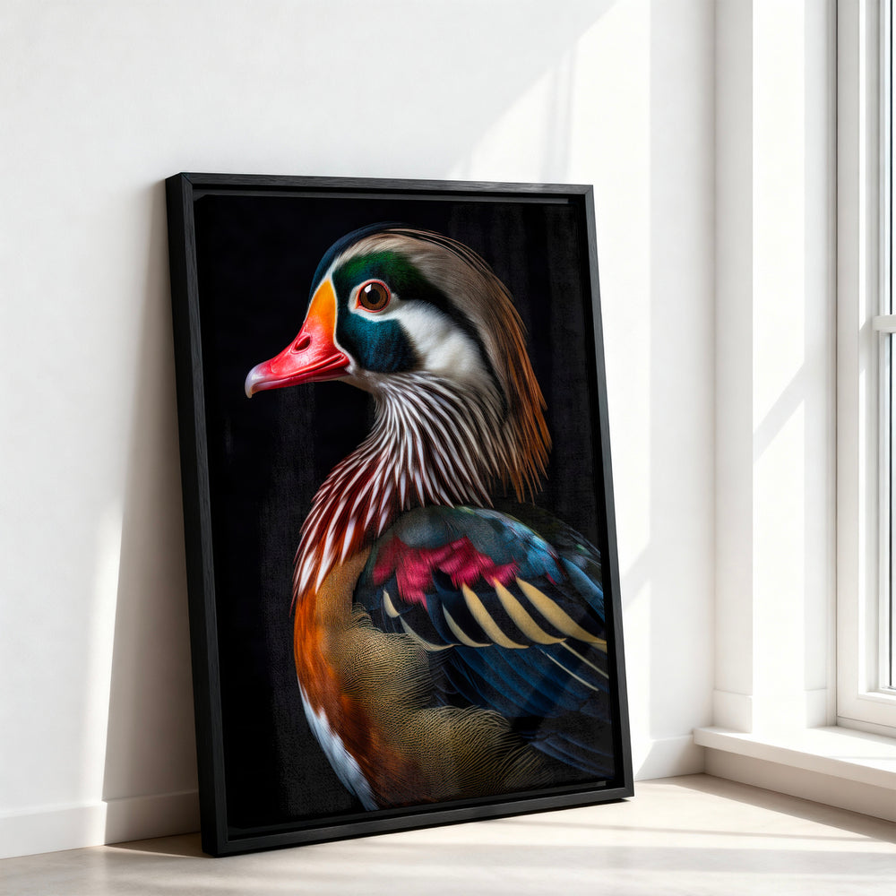 Le tableau accroché en situation dans un intérieur meublé.