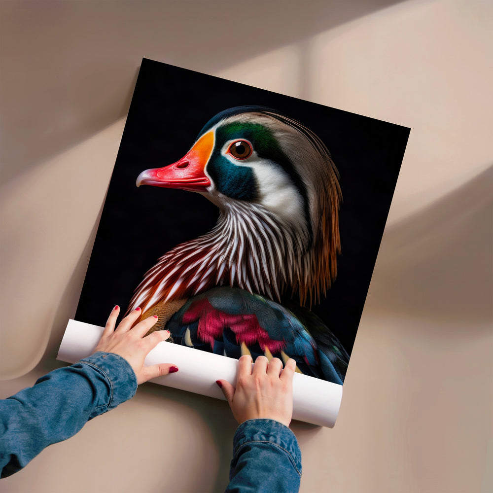 L'impression présentée en poster, sans encadrement, sur un mur neutre.