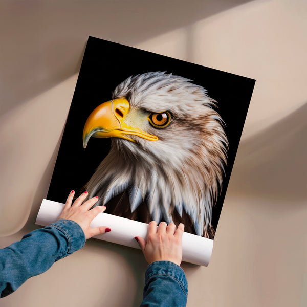 Aigle royal blanc et noir, regard perçant — Poster HP mat
