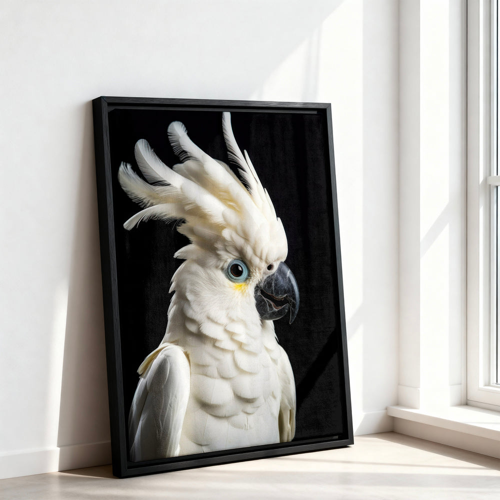 Le tableau accroché en situation dans un intérieur meublé.