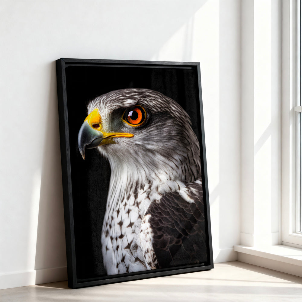 Le tableau accroché en situation dans un intérieur meublé.