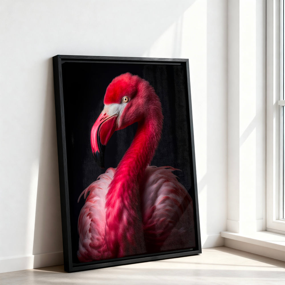 Le tableau accroché en situation dans un intérieur meublé.
