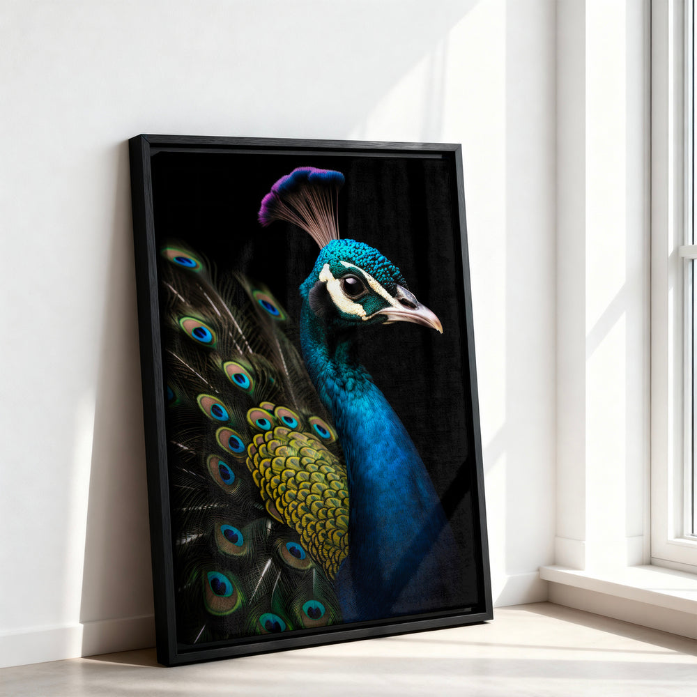 Le tableau accroché en situation dans un intérieur meublé.