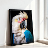 Le tableau accroché en situation dans un intérieur meublé.