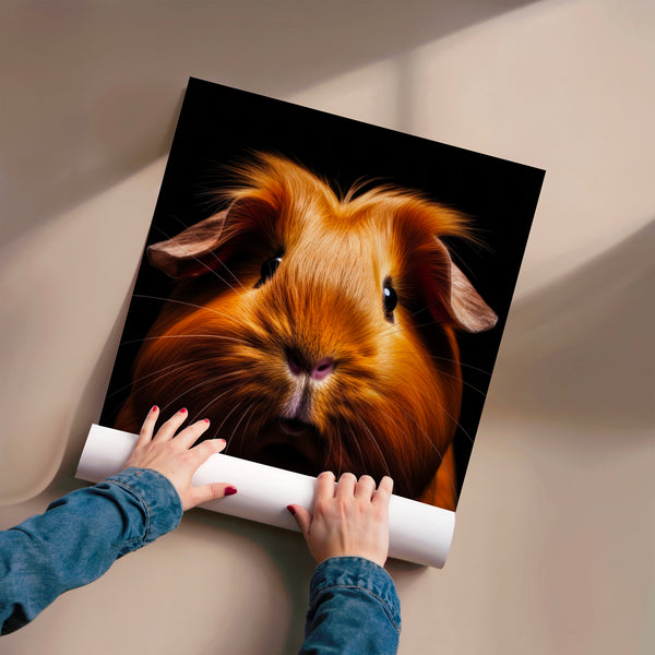 Portrait de cochon d'Inde roux et noir intensif — Poster HP mat