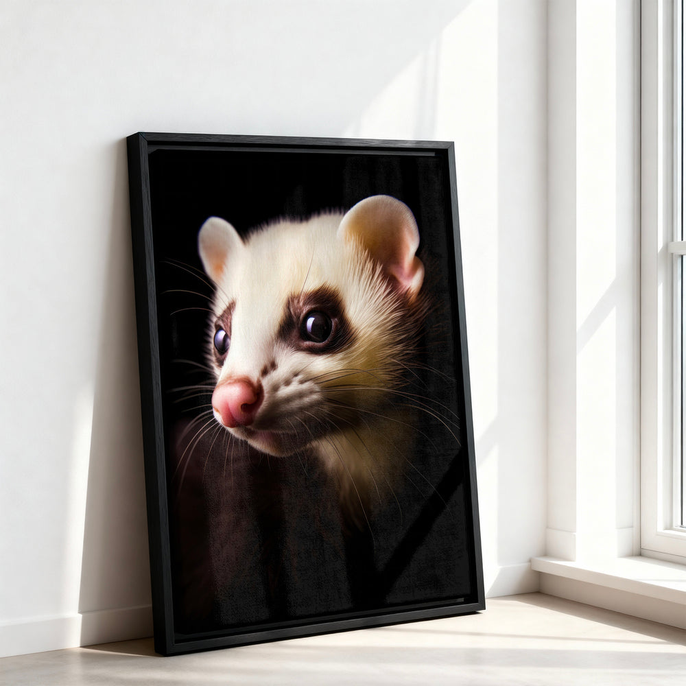 Le tableau accroché en situation dans un intérieur meublé.