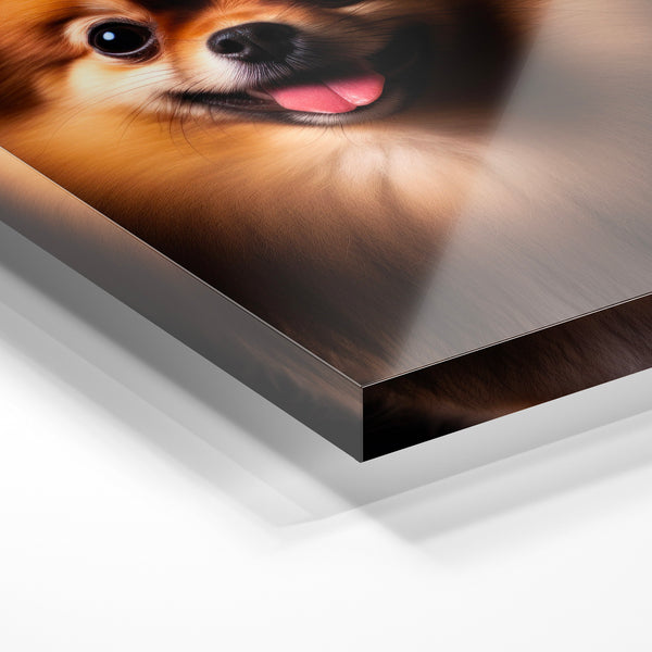 Chihuahua roux souriant, portrait noir et blanc — Verre acrylique