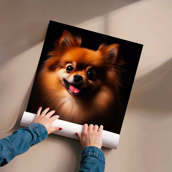 Chihuahua roux souriant, portrait noir et blanc — Poster HP mat