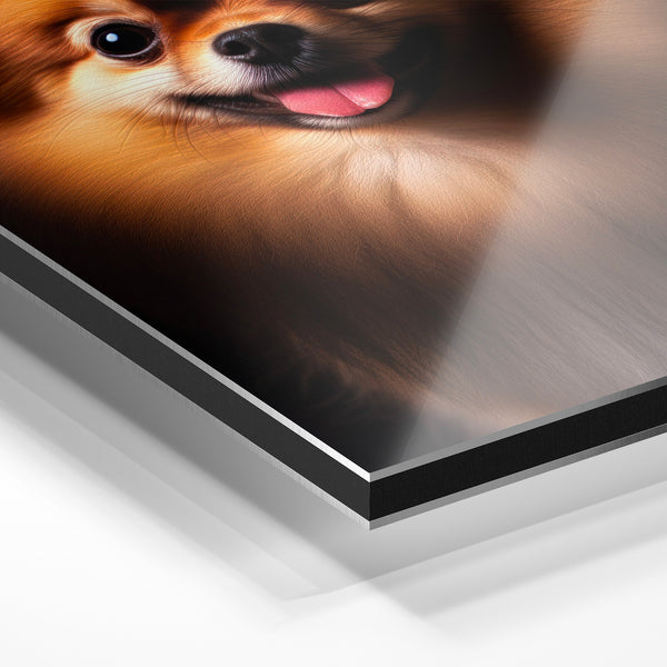 Chihuahua roux souriant, portrait noir et blanc — Aluminium Dibond relief 3D