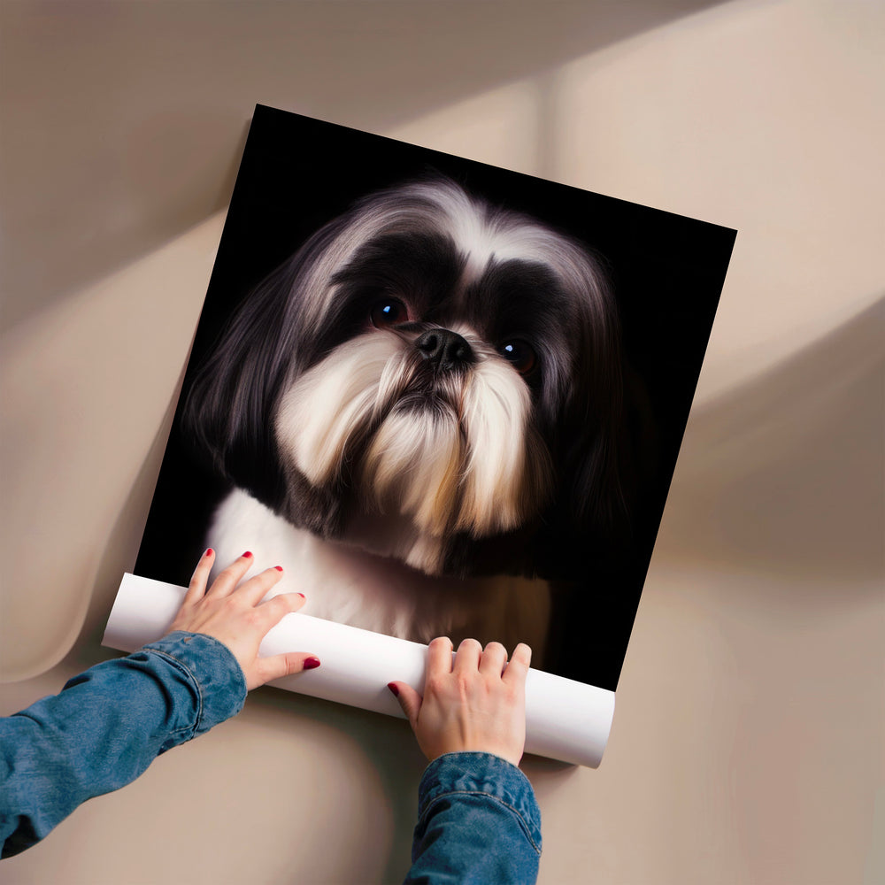 L'impression présentée en poster, sans encadrement, sur un mur neutre.