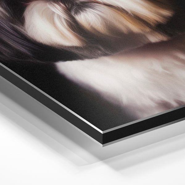 Portrait de Shih Tzu noir et blanc réaliste — Aluminium Dibond