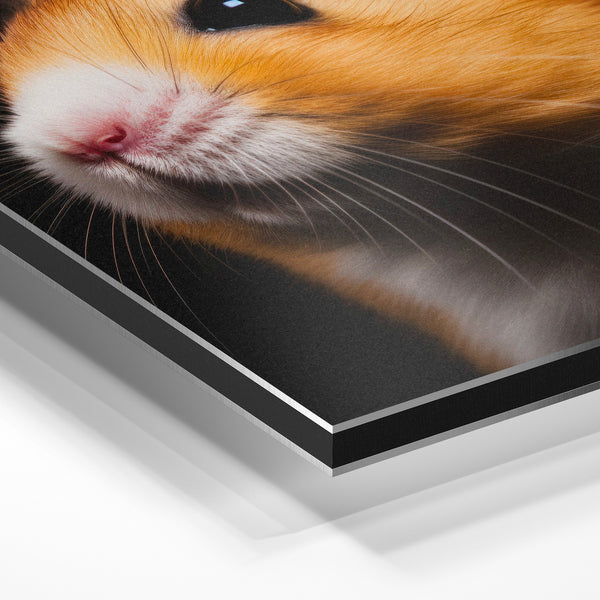 Hamster roux et blanc, portrait noir et blanc — Aluminium Dibond