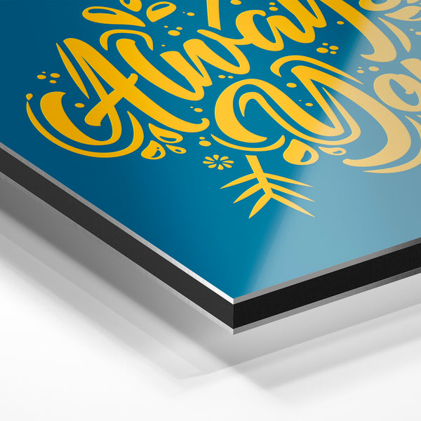 Always Yours – Affiche pop art jaune et bleu — Aluminium Dibond relief 3D