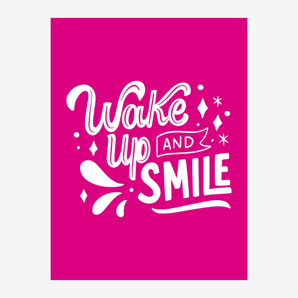 Wake Up and Smile - affiche pop-art rose fuchsia — Toile sur châssis