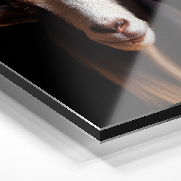 Chèvre au regard perçant, portrait noir et blanc — Aluminium Dibond relief 3D