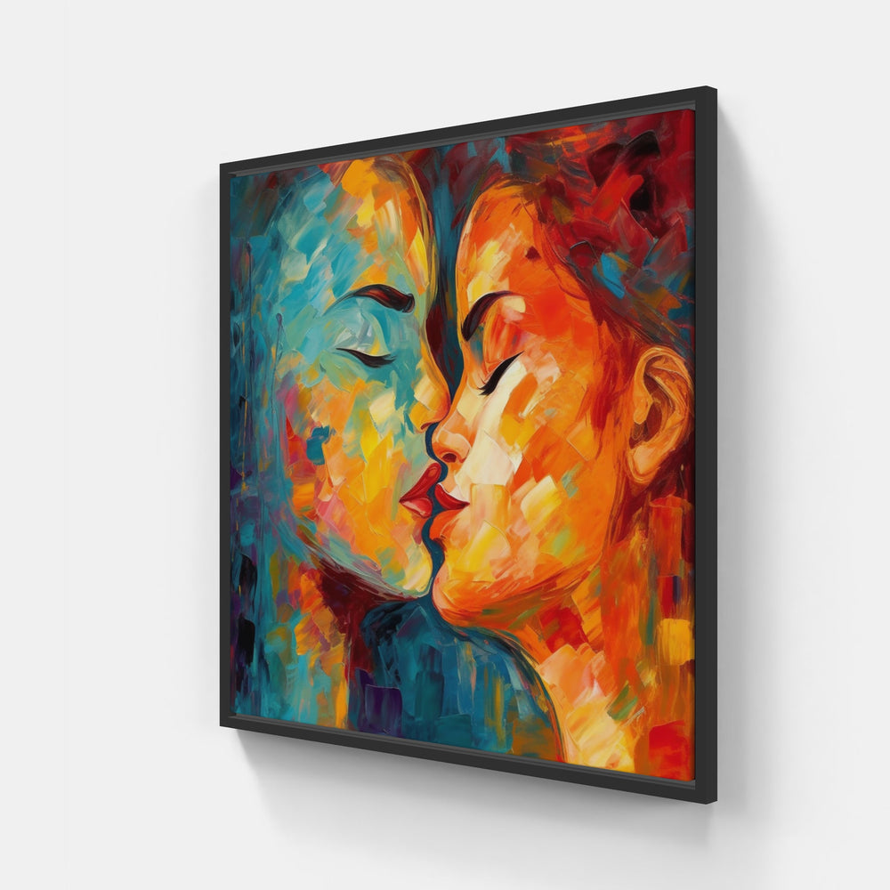 Blissful Passion Embrace Harmony-Canvas-artwall-20x20 cm-Black-Artwall