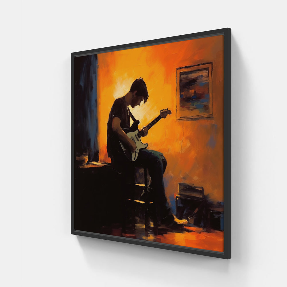 Magical Guitar Melody-Canvas-artwall-20x20 cm-Black-Artwall