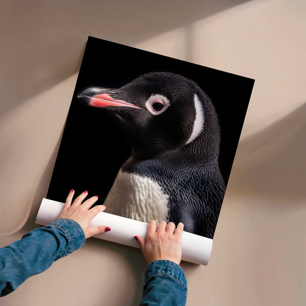 Portrait de pingouin noir et blanc en gros plan — Poster HP mat