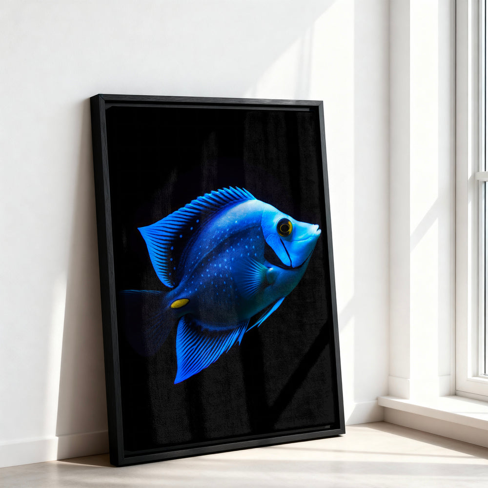 Le tableau accroché en situation dans un intérieur meublé.