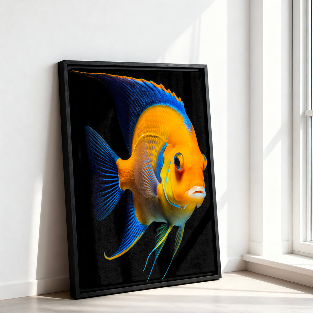 Le tableau accroché en situation dans un intérieur meublé.