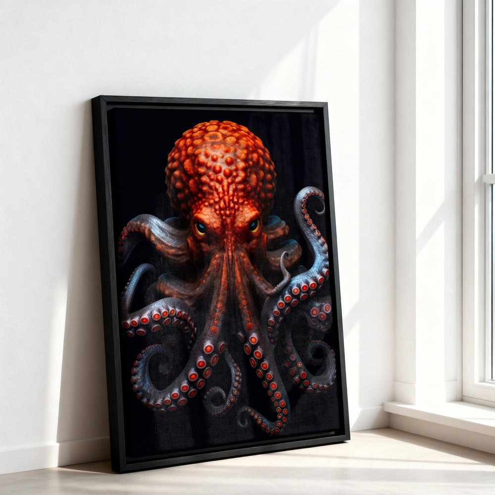 Le tableau accroché en situation dans un intérieur meublé.