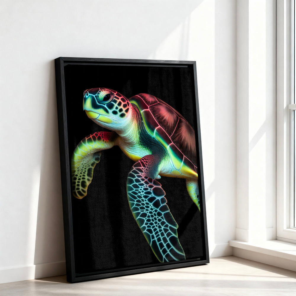 Le tableau accroché en situation dans un intérieur meublé.