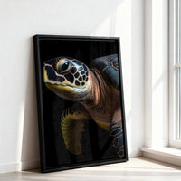 Le tableau accroché en situation dans un intérieur meublé.