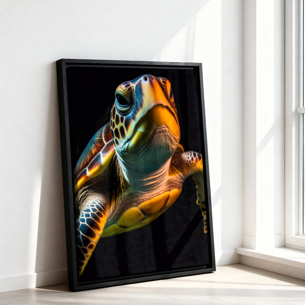 Le tableau accroché en situation dans un intérieur meublé.