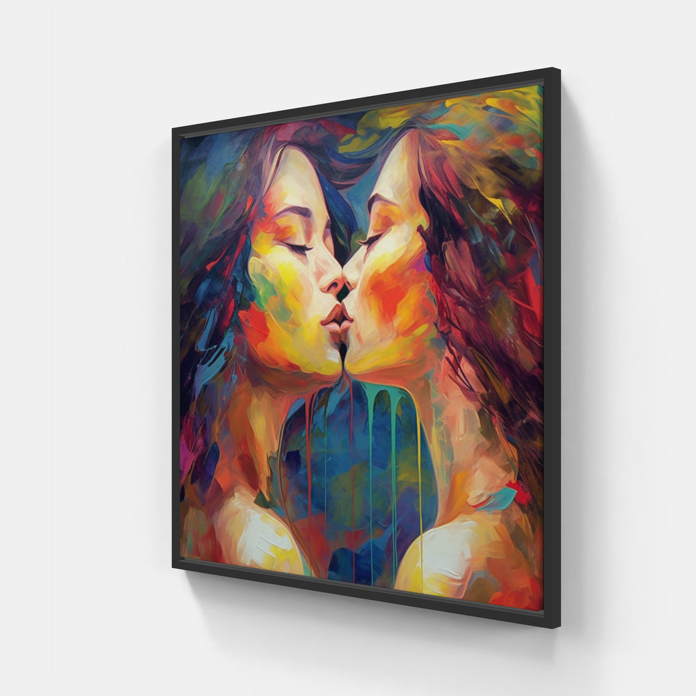 Amorous Love Embrace Devotion-Canvas-artwall-20x20 cm-Black-Artwall