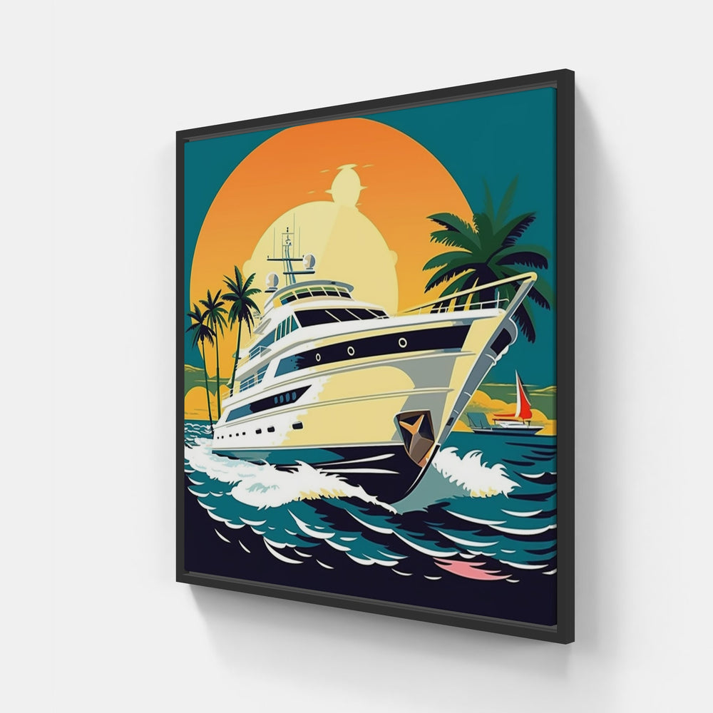 Sailing into Bliss Serene Yacht-Canvas-artwall-20x20 cm-Black-Artwall