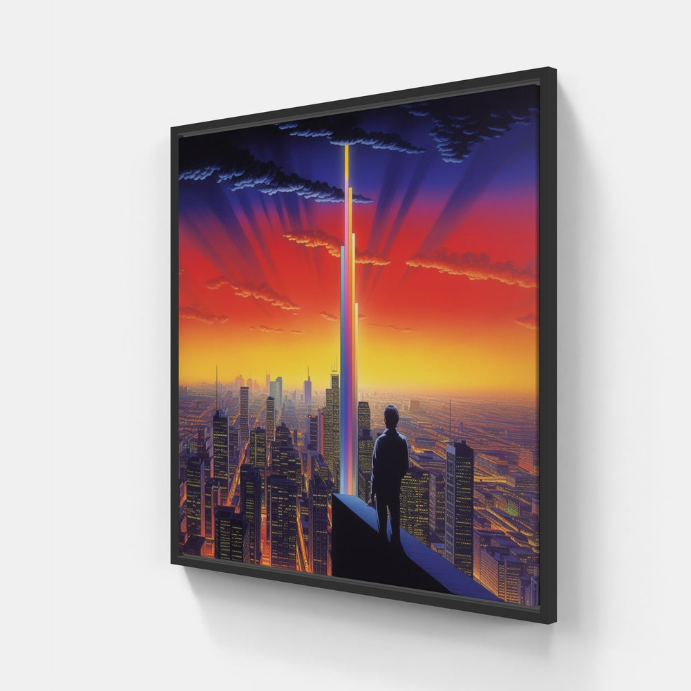 Dazzling Skyline Radiance-Canvas-artwall-20x20 cm-Black-Artwall