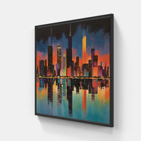 Whimsical Cityscape Skyline-Canvas-artwall-20x20 cm-Black-Artwall