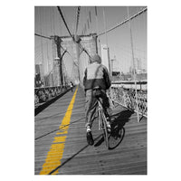 A Cyclist on the Brooklyn Bridge deluxe art photograph