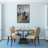 A Cyclist on the Brooklyn Bridge deluxe art photograph