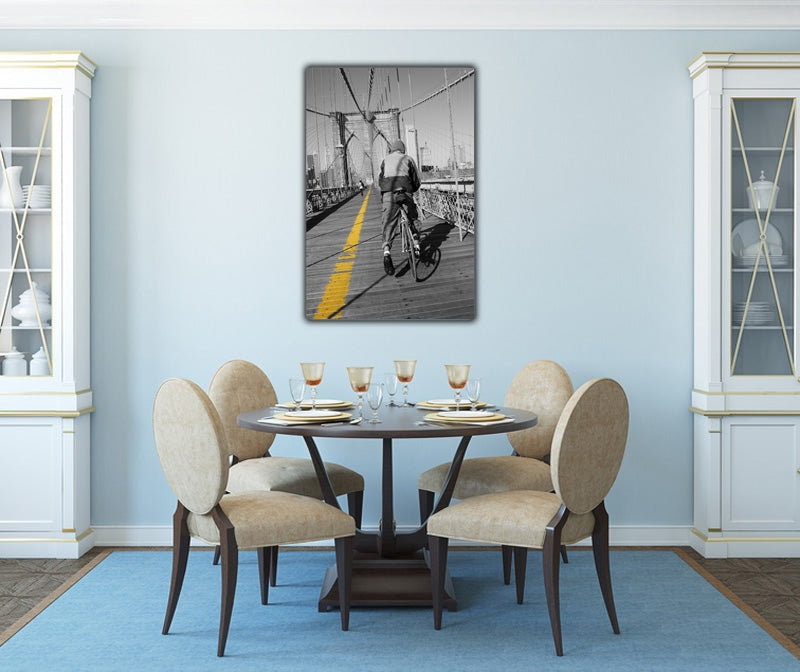 A Cyclist on the Brooklyn Bridge deluxe art photograph