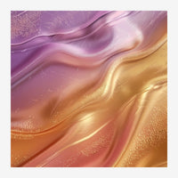 Abstrait fluide aux courbes ondulantes, gradient de tons terracotta, rose et violet avec reflets dorés.