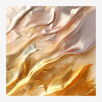 Composition abstraite fluide aux formes ondulantes en dégradés de terracotta, beige, ocre et or, suggérant du mouvement et.