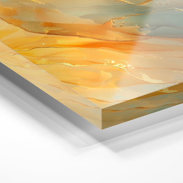 Abstrait terracotta et or, effet marbre fluide — Verre acrylique