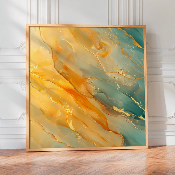 Abstrait terracotta et or, effet marbre fluide — Poster HP mat