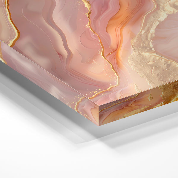 Agathe rose et or, abstrait liquide géométrique — Verre acrylique