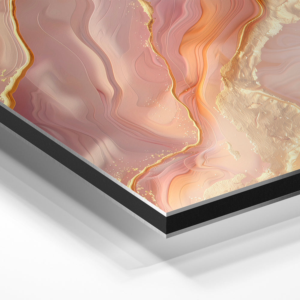Gros plan du relief : la surépaisseur d'encre en lumière rasante sur aluminium Dibond.