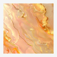 Composition abstraite aux formes ondulantes en dégradés d'ocre, beige et or, soulignées par des lignes dorées qui.