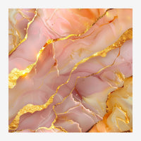 Abstraction géométrique aux teintes rose poudré et terracotta, traversée de veines dorées brillantes et de motifs fluides.