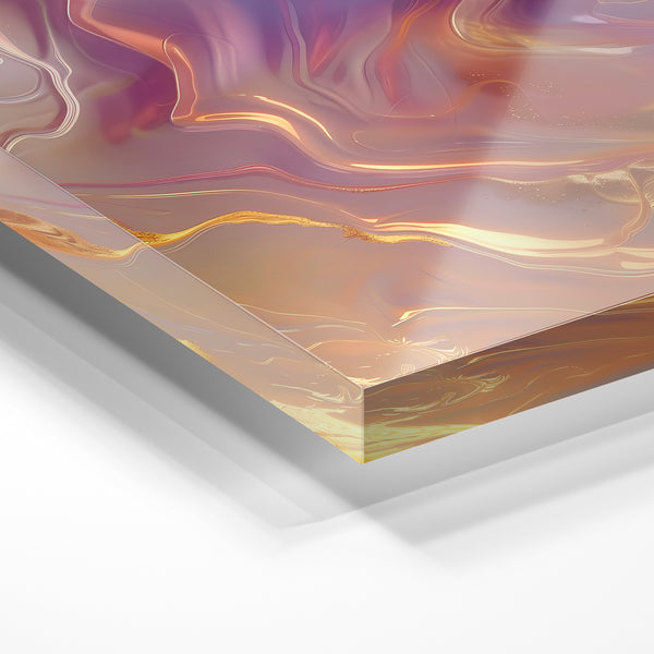 Fluidité terracotta et pourpre, abstrait liquide — Verre acrylique