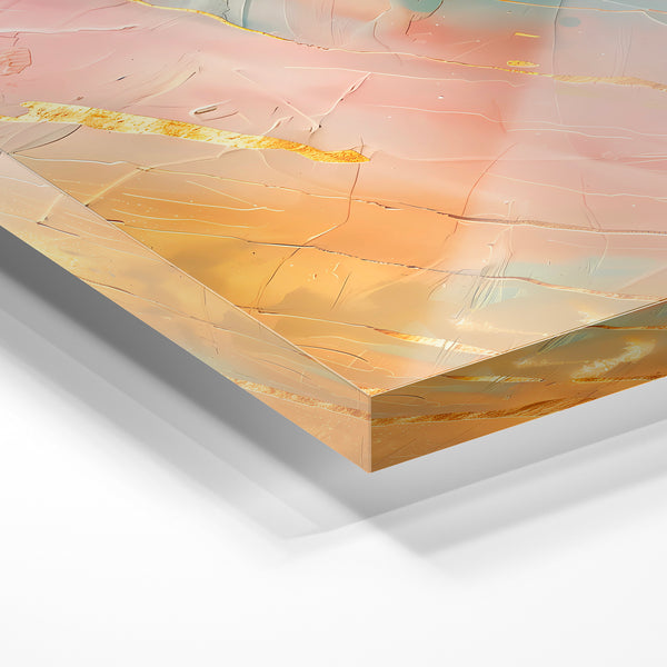 Abstrait géométrique rose et ocre avec accents dorés — Verre acrylique
